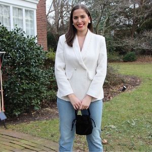 Chicwish Size L double breasted white tweed blazer